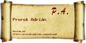 Prorok Adrián névjegykártya