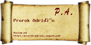 Prorok Adrián névjegykártya